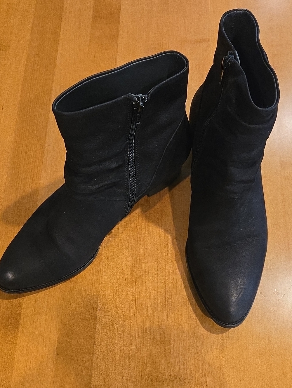 Paul Green Black Leather Ankle Booties with Side Zip